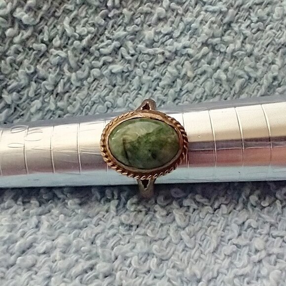 Silver Moss Agate Gemstone Ring Size 5.5 Bezel Set Vintage Hand Crafted - Picture 3 of 16